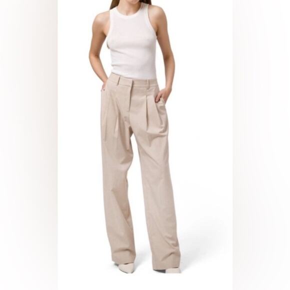 WAYF Pleated Trousers in Taupe Plaid Career Casual Size XL - Picture 1 of 6